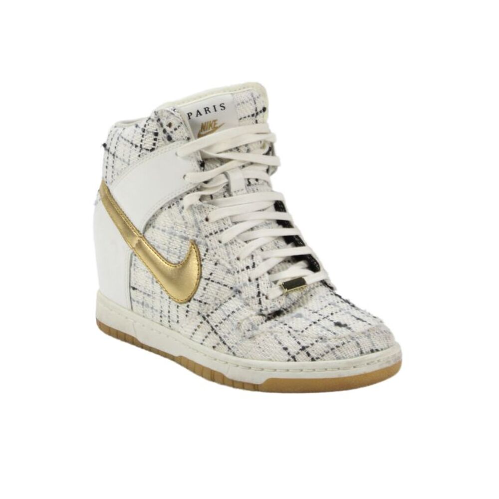 Nike Womens Canvas Dunk Sky Hi City FW QS Paris Wedge Sneakers White Size 6.5